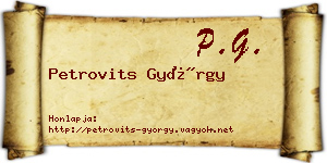 Petrovits György névjegykártya