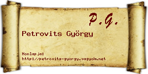 Petrovits György névjegykártya